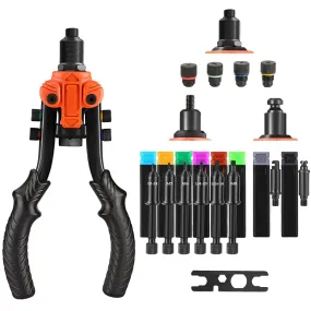 3-in-1 Rivet Gun with 5 Tool-free Interchangeable Rivet Heads