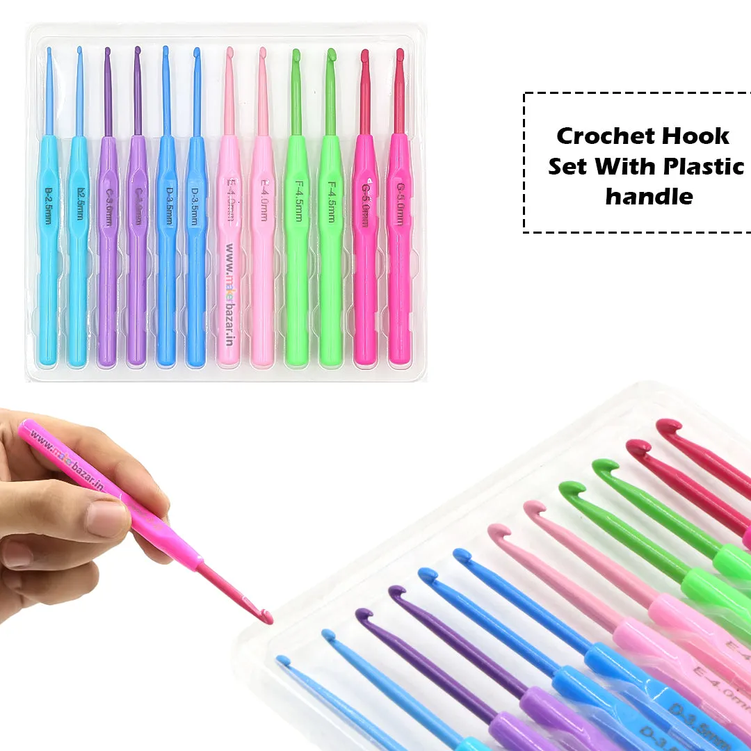 12pcs Crochet Hook Set With Plastic handle