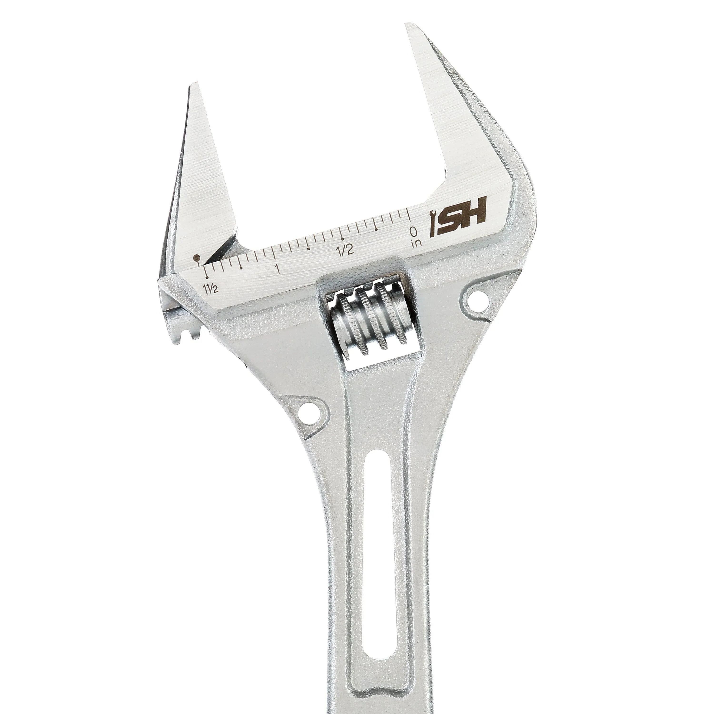 8 in. Wide Mouth Adjustable Wrench with Ratcheting End