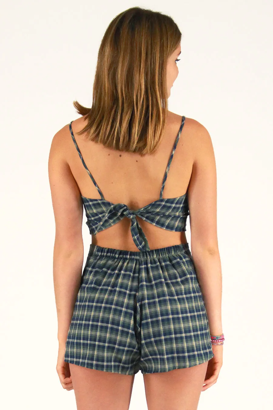 Adjustable Cami Top and Skorts - Flannel Green Plaid