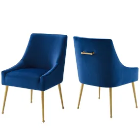 Discern Upholstered Performance Velvet Dining Chair Set of 2 Navy EEI-4148-NAV