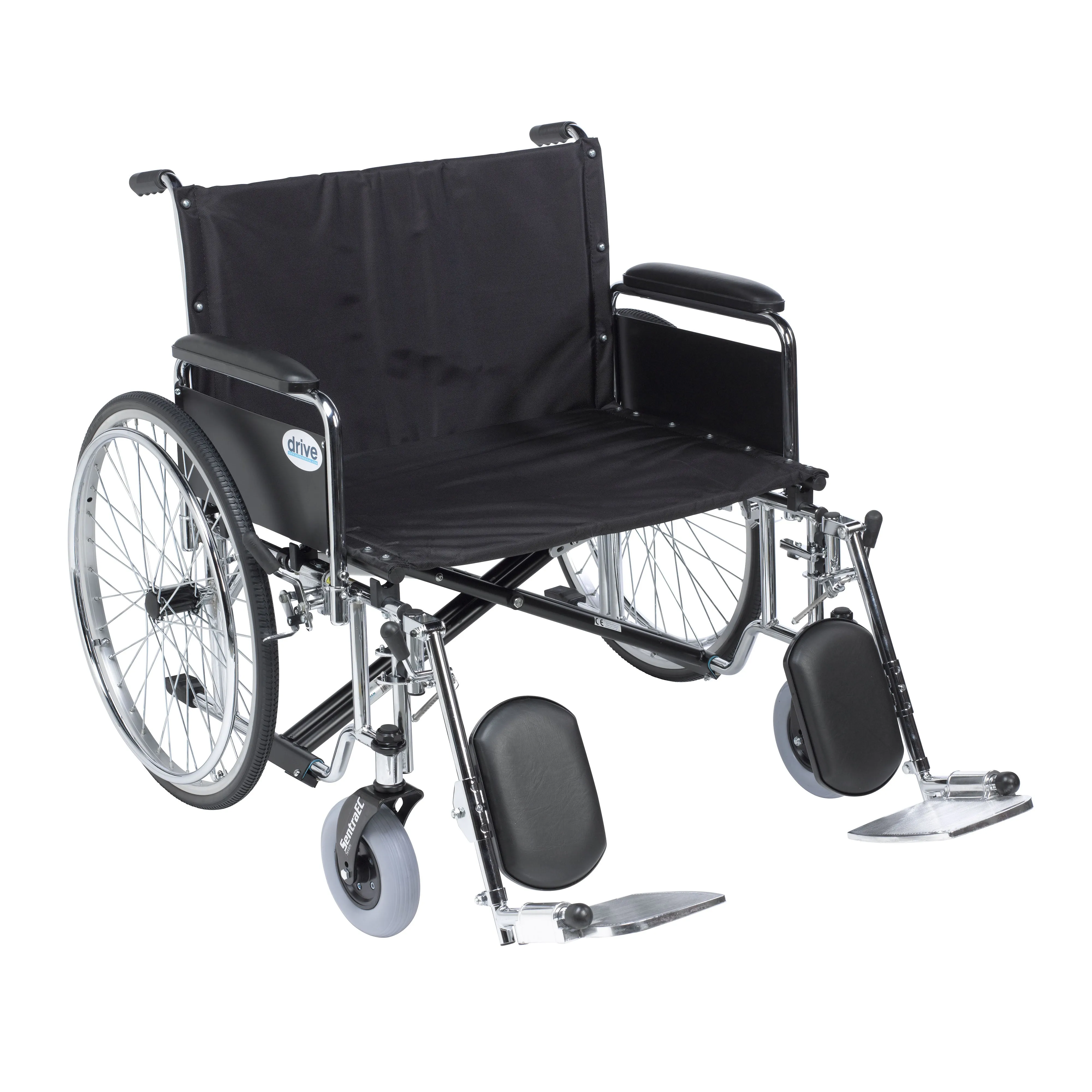 Drive Medical std30ecdfa-elr Sentra EC Heavy Duty Extra Wide Wheelchair, Detachable Full Arms, Elevating Leg Rests, 30" Seat