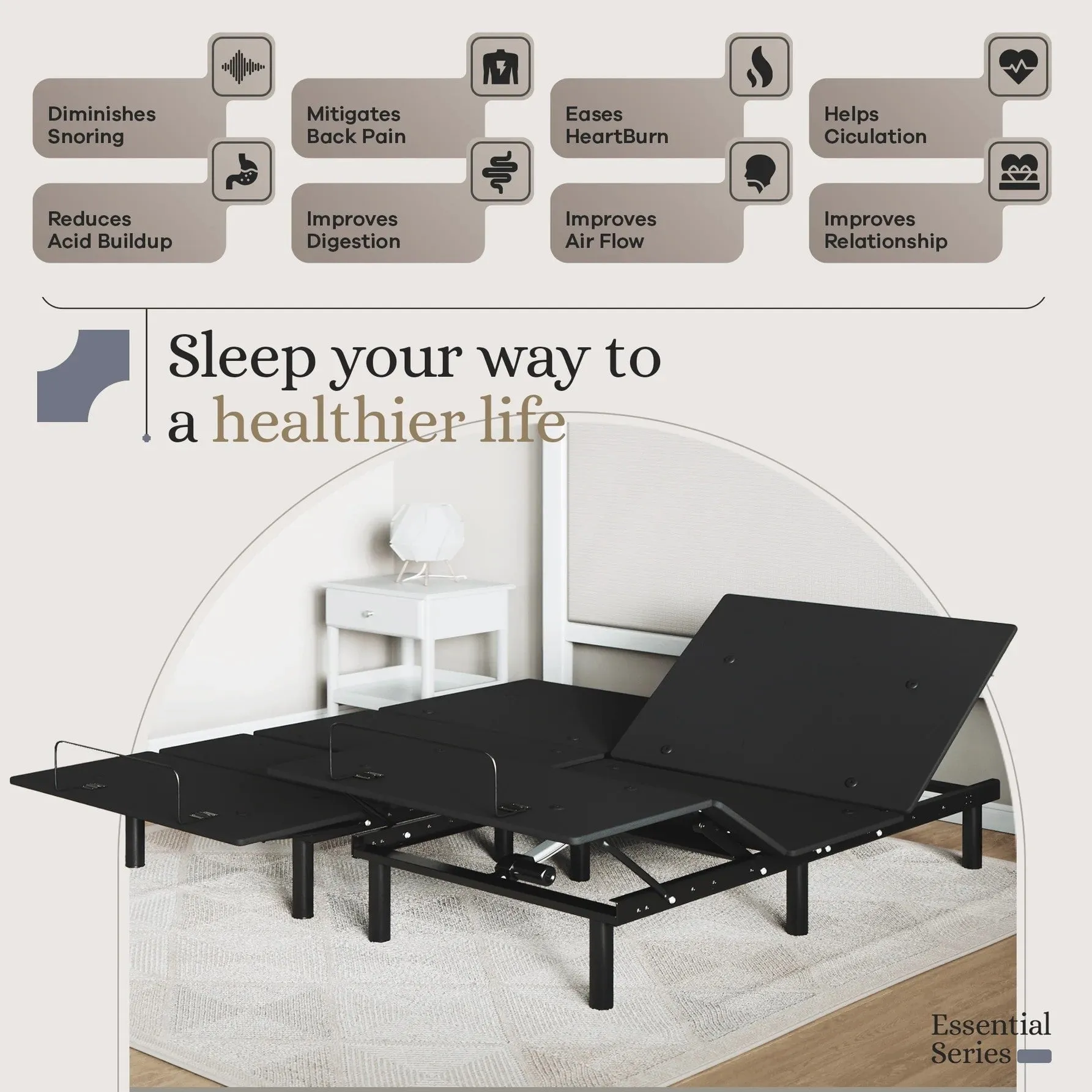 Essential Series Adjustable Bed Base   Choice of Mattress Bundle