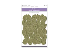 Floral Embellish:  Leaves Self-Stick Embossed Handmade Paper 34pc  Green, 1.5INx1IN