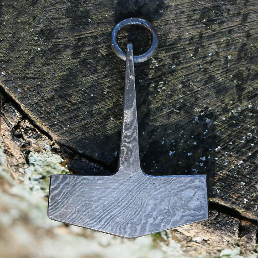 Hand Forged Damascus Steel Mjolnir