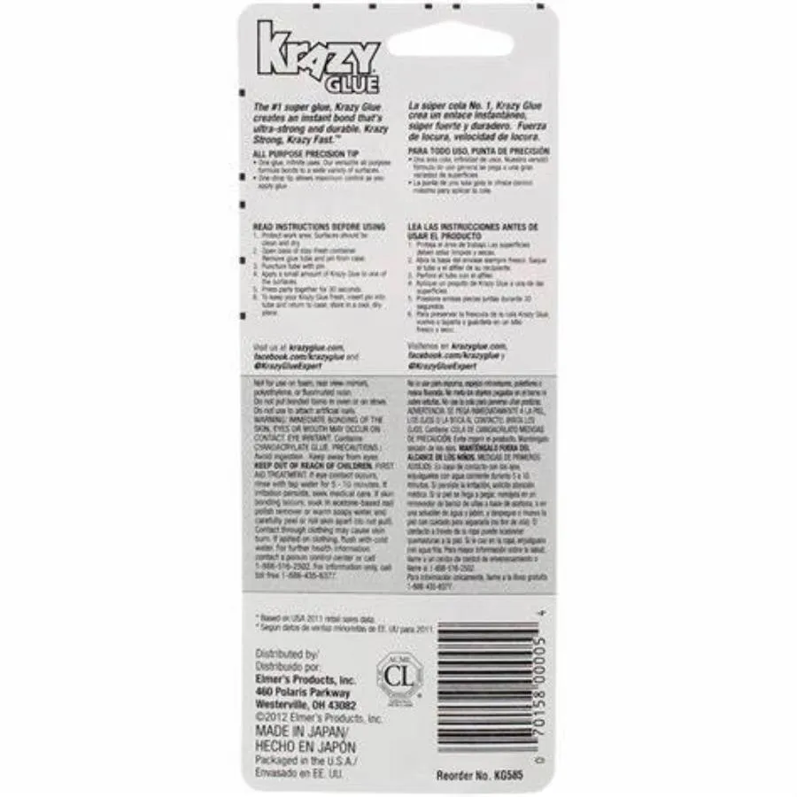 Krazy - Glue All Purpose Super Glue Instant Strong - 0.7 Oz - 12 Pack