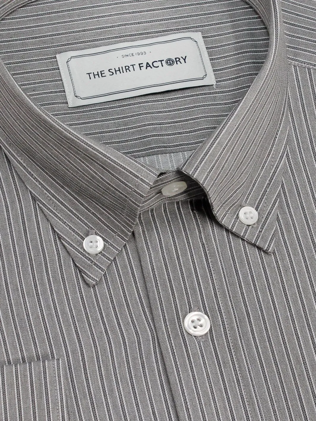 Men's Premium Cotton Striped Shirt - Grey Stripes (1129)