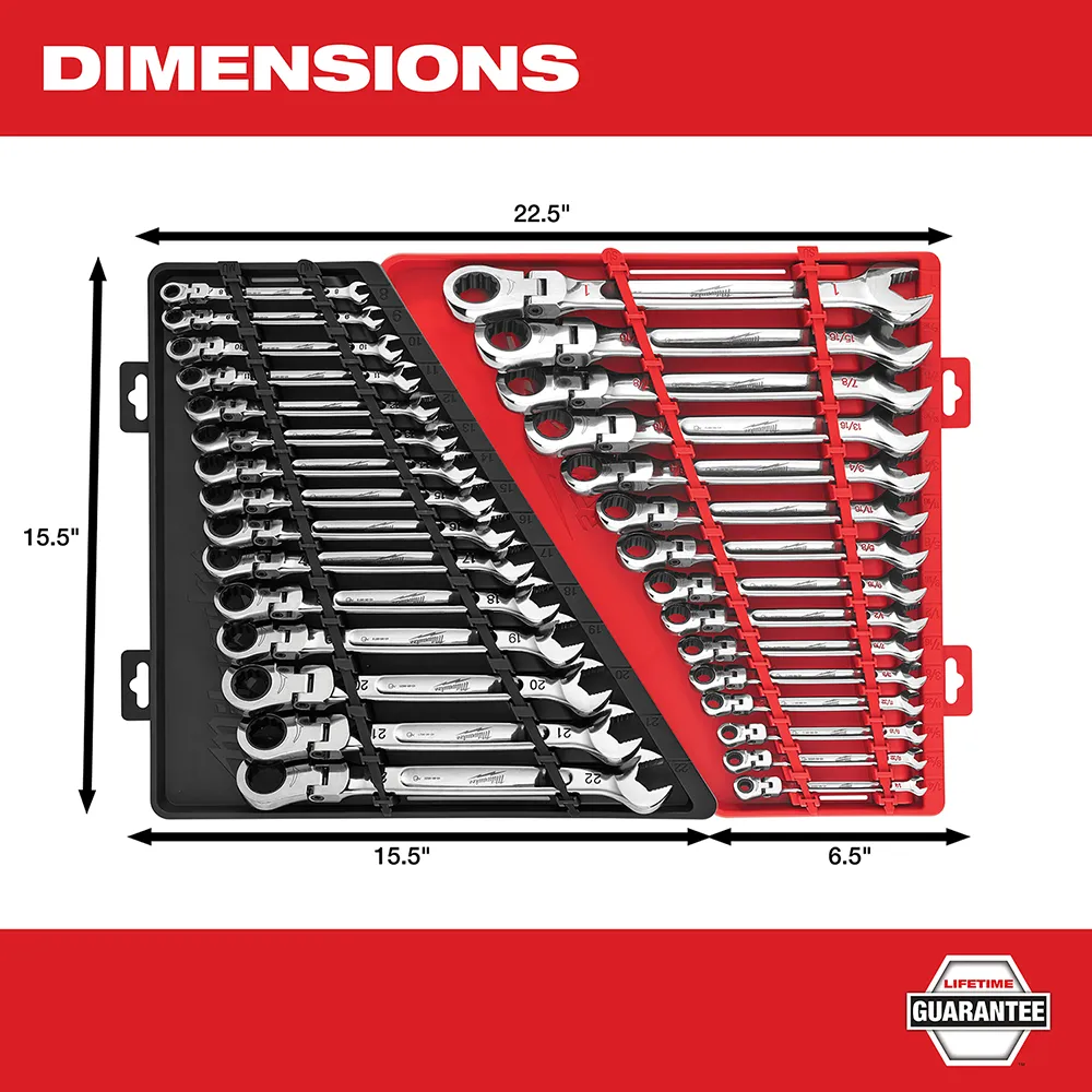 Milwaukee Metric Flex Head Ratcheting Combination Wrench Set 15Pc