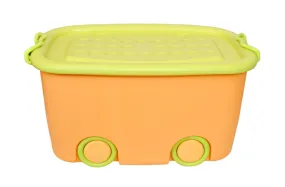 THE LITTLE LOOKERS Multipurpose Organizer/ Storage Box Container with Latching handles, Lid & Wheels for Kids| Sturdy Portable Toy/ Stationary/ Clothes/ Books Trolley in Fun Colors