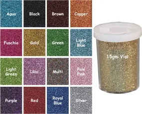 Ultra Fine Glitter 15 gram Vial x 12 pc - 0.2mm (1/128")