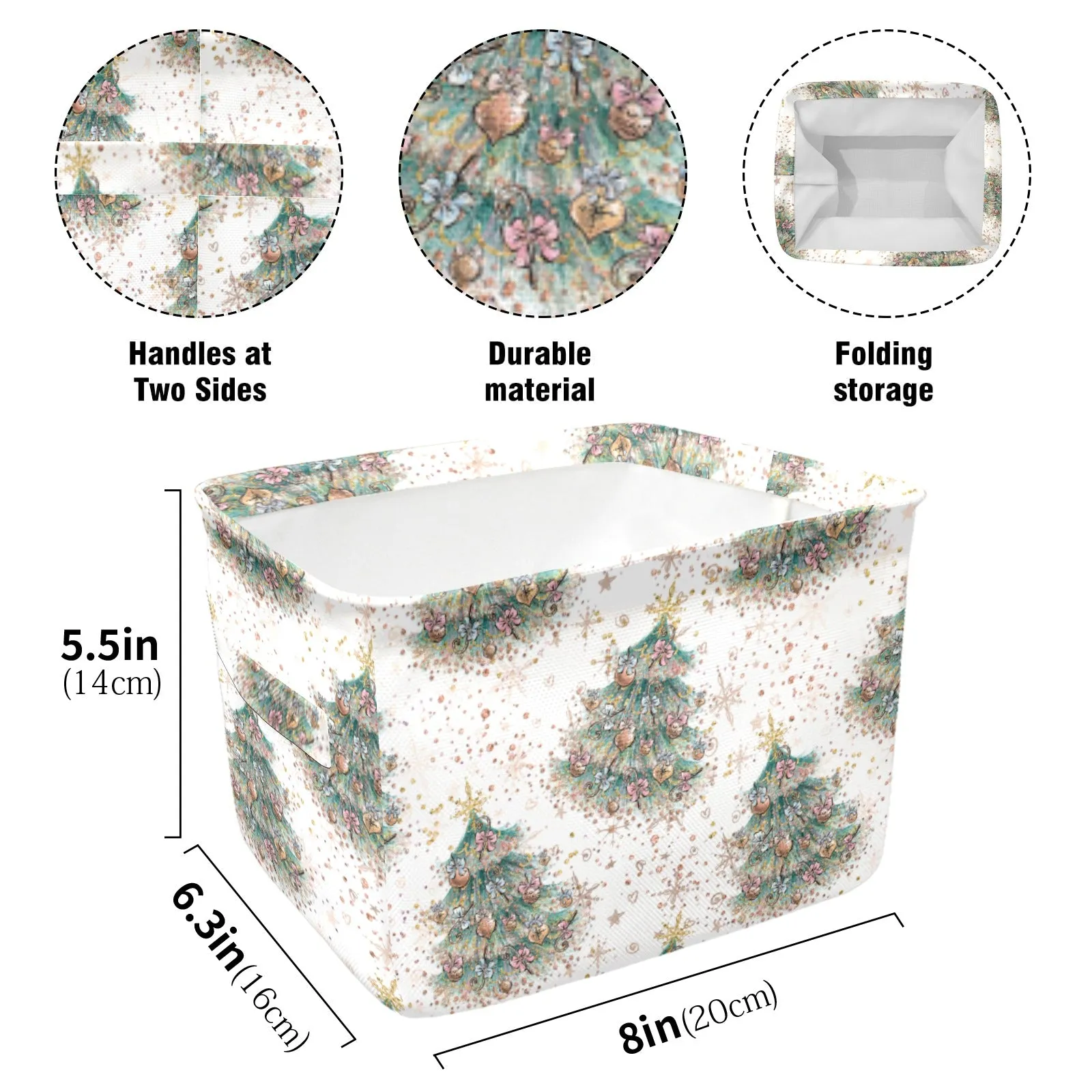 White Christmas 50 Fabric Storage Basket